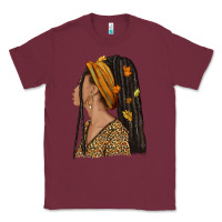 Burgundy Fall afro woman Classic Tee - NancyCooperArtShop