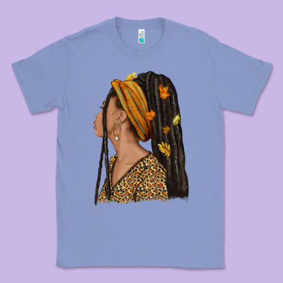 Fall Afro Woman Classic Tee Designed By Nancycooperartshop