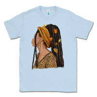 Dusty Blue Fall afro woman Classic Tee - NancyCooperArtShop
