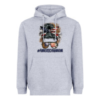 Heather Grey americanmom messy bun Heavyweight Hoodie - BarkalooDesign