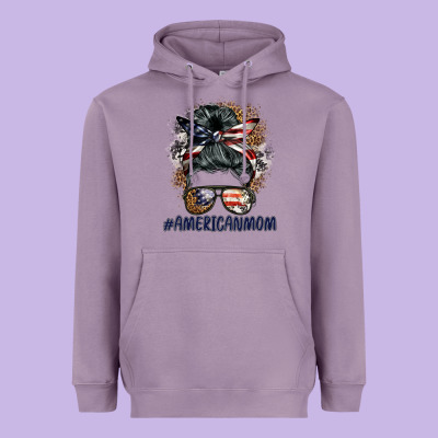 Americanmom Messy Bun Heavyweight Hoodie Designed By Barkaloodesign