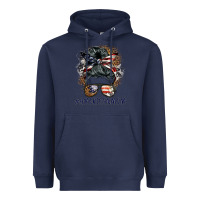Navy americanmom messy bun Heavyweight Hoodie - BarkalooDesign
