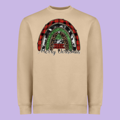 Merry Christmas Rainbow Heavyweight Sweatshirt Designed By Cowhidedigitalart