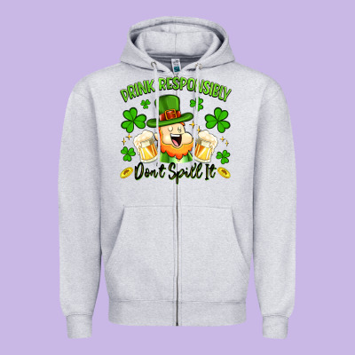 Drink Responsibly Dont Spill It Zipper Hoodie Designed By Artiststas