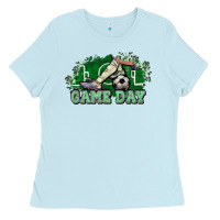 Baby Blue Game day Soccer Ladies Tee - NancyCooperArtShop