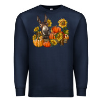 Navy donkey sunflower and pumpkin farm Premium Sweatshirt - BarkalooDesign