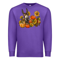 Purple donkey sunflower and pumpkin farm Premium Sweatshirt - BarkalooDesign