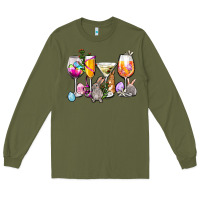 Army Green Easter wine glasses Long Sleeve Tee - OliviaCreatesArt