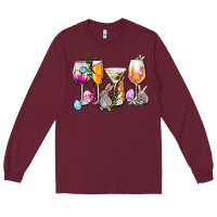 Burgundy Easter wine glasses Long Sleeve Tee - OliviaCreatesArt