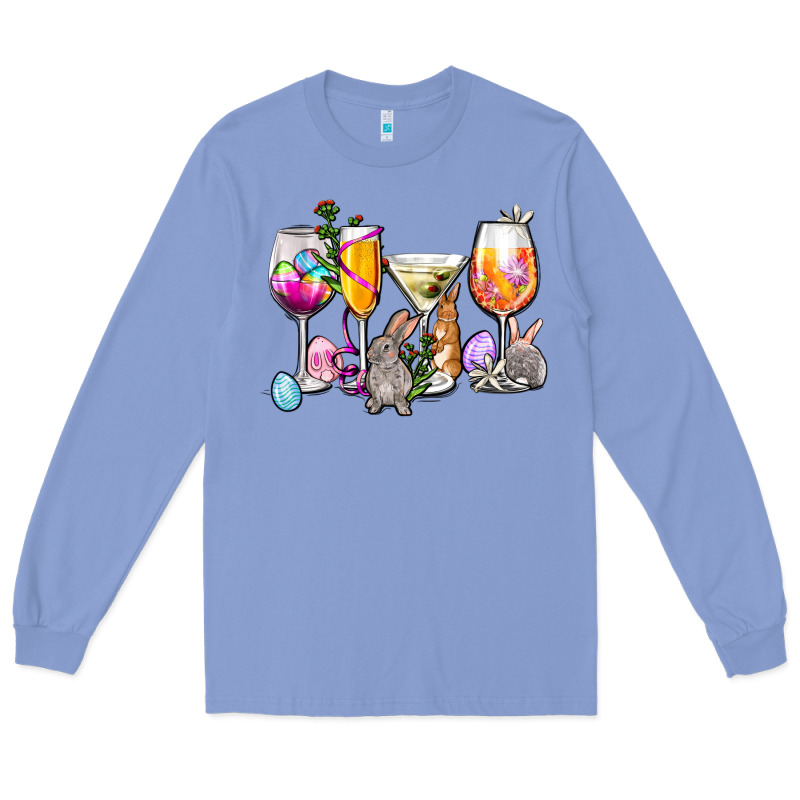 Easter Wine Glasses Long Sleeve Tee by OliviaCreatesArt | Teevron
