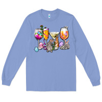 Colony Blue Easter wine glasses Long Sleeve Tee - OliviaCreatesArt