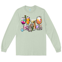 Matcha Easter wine glasses Long Sleeve Tee - OliviaCreatesArt