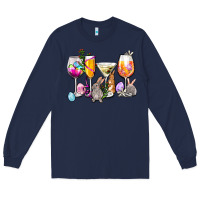 Navy Easter wine glasses Long Sleeve Tee - OliviaCreatesArt