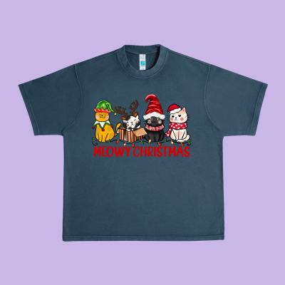 Meowy Christmas Urban Heavy Tee Designed By Cowgirlartshop