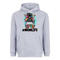 Heather Grey tie dye momlife messy bun Heavyweight Hoodie - BarkalooDesign
