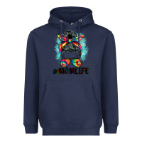 Navy tie dye momlife messy bun Heavyweight Hoodie - BarkalooDesign