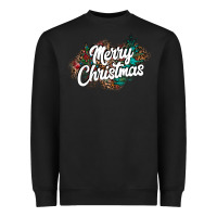 Black Merry Christmas Heavyweight Sweatshirt - CowhideDigitalArt