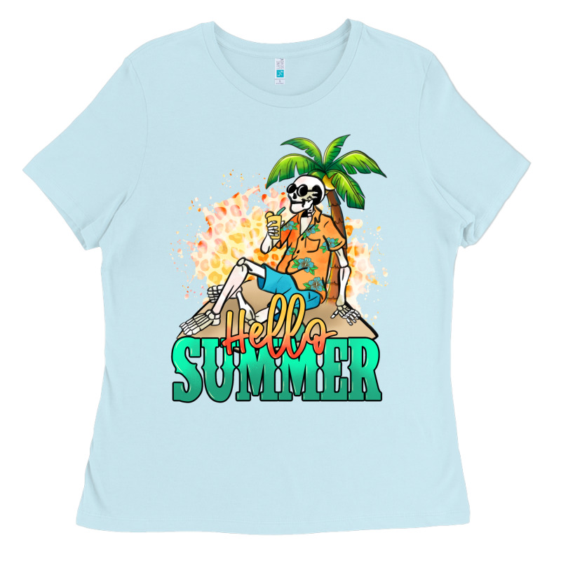 Hello Summer Skeleton Ladies Tee by NancyCooperArtShop | Teevron