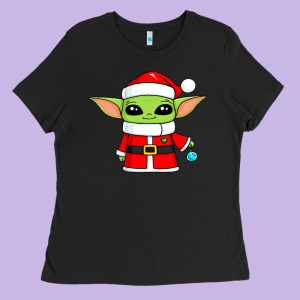 Baby Yoda Christmas Santa Claus Ladies Tee Designed By Trangstudio