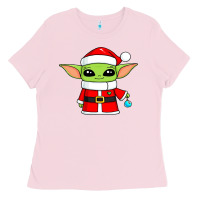 Bubblegum Pink baby yoda christmas santa claus Ladies Tee - trangStudio