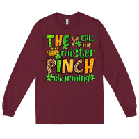 Burgundy St. Patrick's They call me mister pinch charming Long Sleeve Tee - OliviaCreatesArt