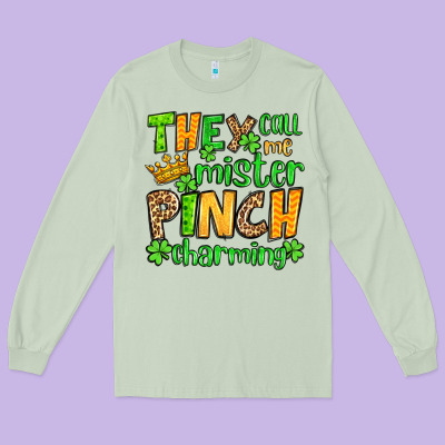 St. Patrick's They Call Me Mister Pinch Charming Long Sleeve Tee Designed By Oliviacreatesart