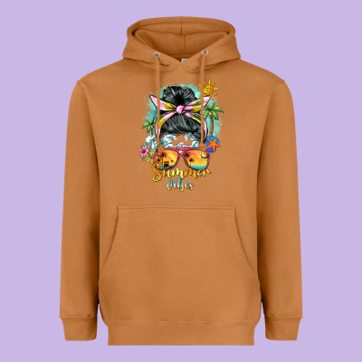 Summer Vibes Messy Bun Heavyweight Hoodie Designed By Barkaloodesign