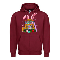 Burgundy school bus easter Zipper Hoodie - Artiststas