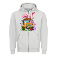 Dove Grey school bus easter Zipper Hoodie - Artiststas