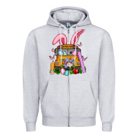 Heather Grey school bus easter Zipper Hoodie - Artiststas