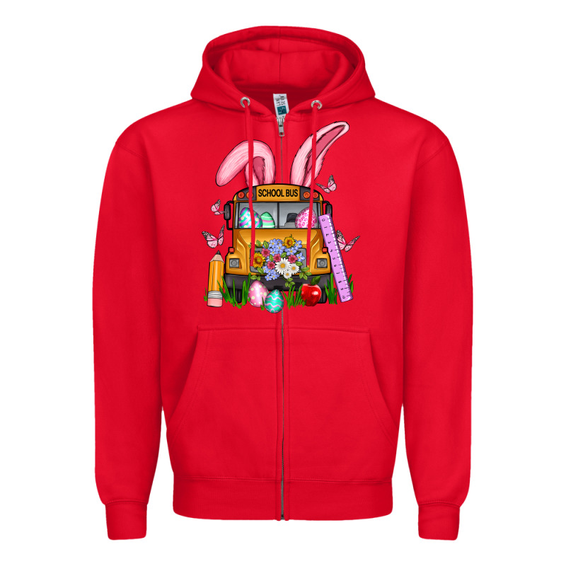 School Bus Easter Zipper Hoodie by Artiststas | Teevron