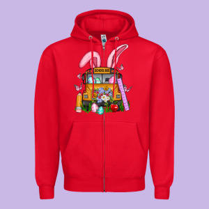 School Bus Easter Zipper Hoodie Designed By Artiststas