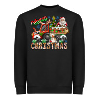 Black Merry Christmas  tractor Heavyweight Sweatshirt - CowhideDigitalArt