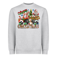 Heather Grey Merry Christmas  tractor Heavyweight Sweatshirt - CowhideDigitalArt