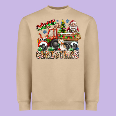 Merry Christmas  Tractor Heavyweight Sweatshirt Designed By Cowhidedigitalart
