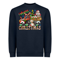 Navy Merry Christmas  tractor Heavyweight Sweatshirt - CowhideDigitalArt