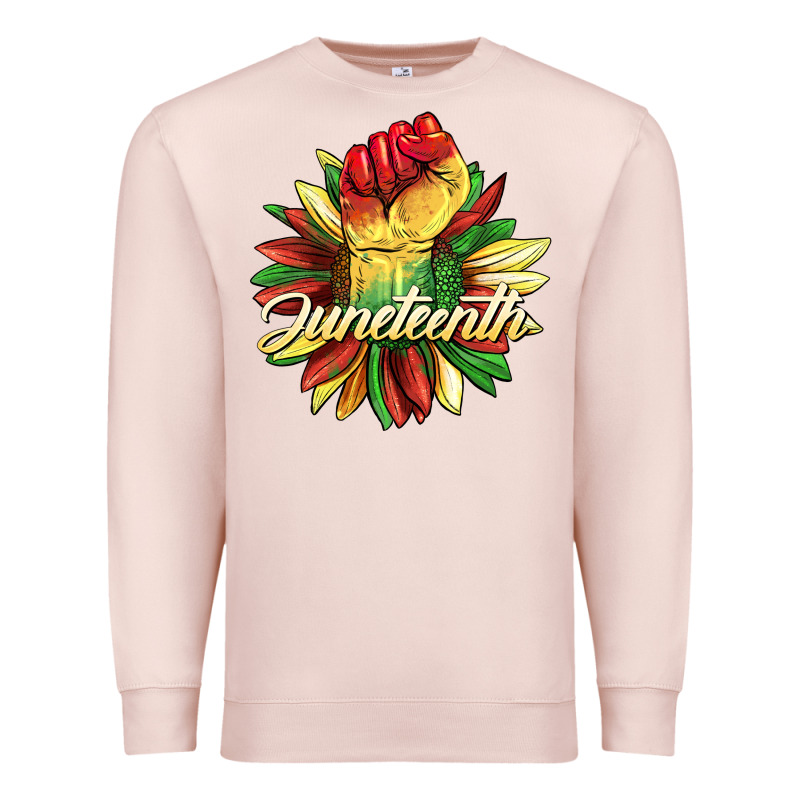 Juneteenth Fist Sunflower Premium Sweatshirt by BarkalooDesign | Teevron