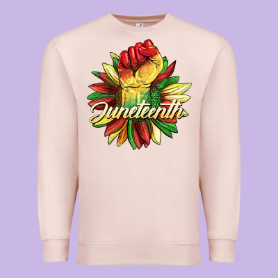 Juneteenth Fist Sunflower Premium Sweatshirt Designed By Barkaloodesign