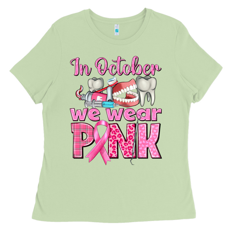 In October We Wear Pink Breast Cancer Awareness Ladies Tee by texasbilliewilder | Teevron