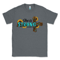 Charcoal Heather She Is Strong Western Cross Classic Tee - RanaPortraitStore