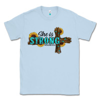 Dusty Blue She Is Strong Western Cross Classic Tee - RanaPortraitStore