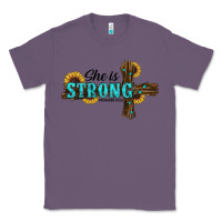 Lavender She Is Strong Western Cross Classic Tee - RanaPortraitStore