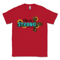 Red She Is Strong Western Cross Classic Tee - RanaPortraitStore