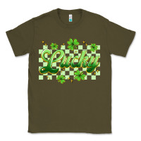 Army Green checkered lucky Classic Tee - Artiststas