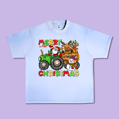 Merry Christmas Crew Tractor Urban Heavy Tee Designed By Cowgirlartshop
