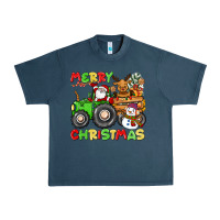 Midnight Navy merry christmas crew tractor Urban Heavy Tee - CowGirlArtShop