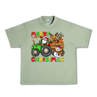 Oil Green merry christmas crew tractor Urban Heavy Tee - CowGirlArtShop
