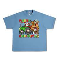 Pebble Blue merry christmas crew tractor Urban Heavy Tee - CowGirlArtShop