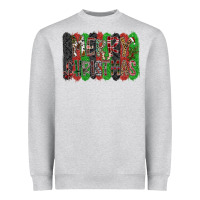 Heather Grey Merry Christmas Heavyweight Sweatshirt - CowhideDigitalArt