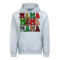 Heather Grey mama mama mama with christmas lights and christmas tree cakes Urban Hoodie - AdoDesignShop